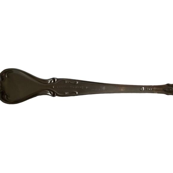 Vintage Lyons Queens Fancy Sugar Spoon Stainless Steel 6" Satin Black Accent 70s - Picture 11 of 13